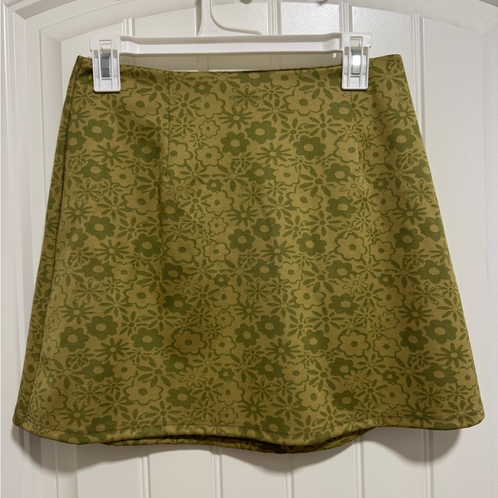 Altar'd State Olive Floral Mini Skirt